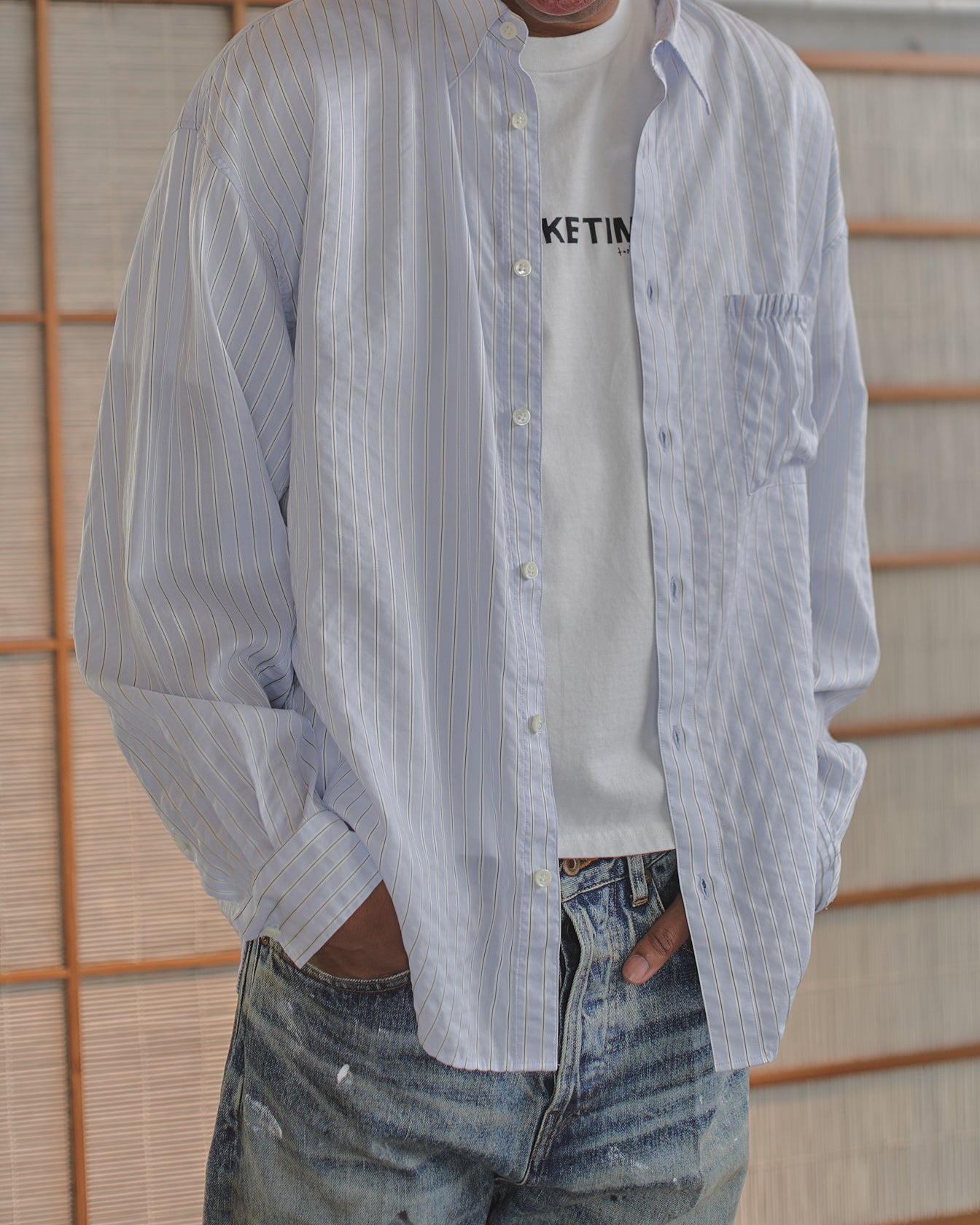 RESH-030 | WRIST PATCH SLOUCH SHIRT "STRIPE"