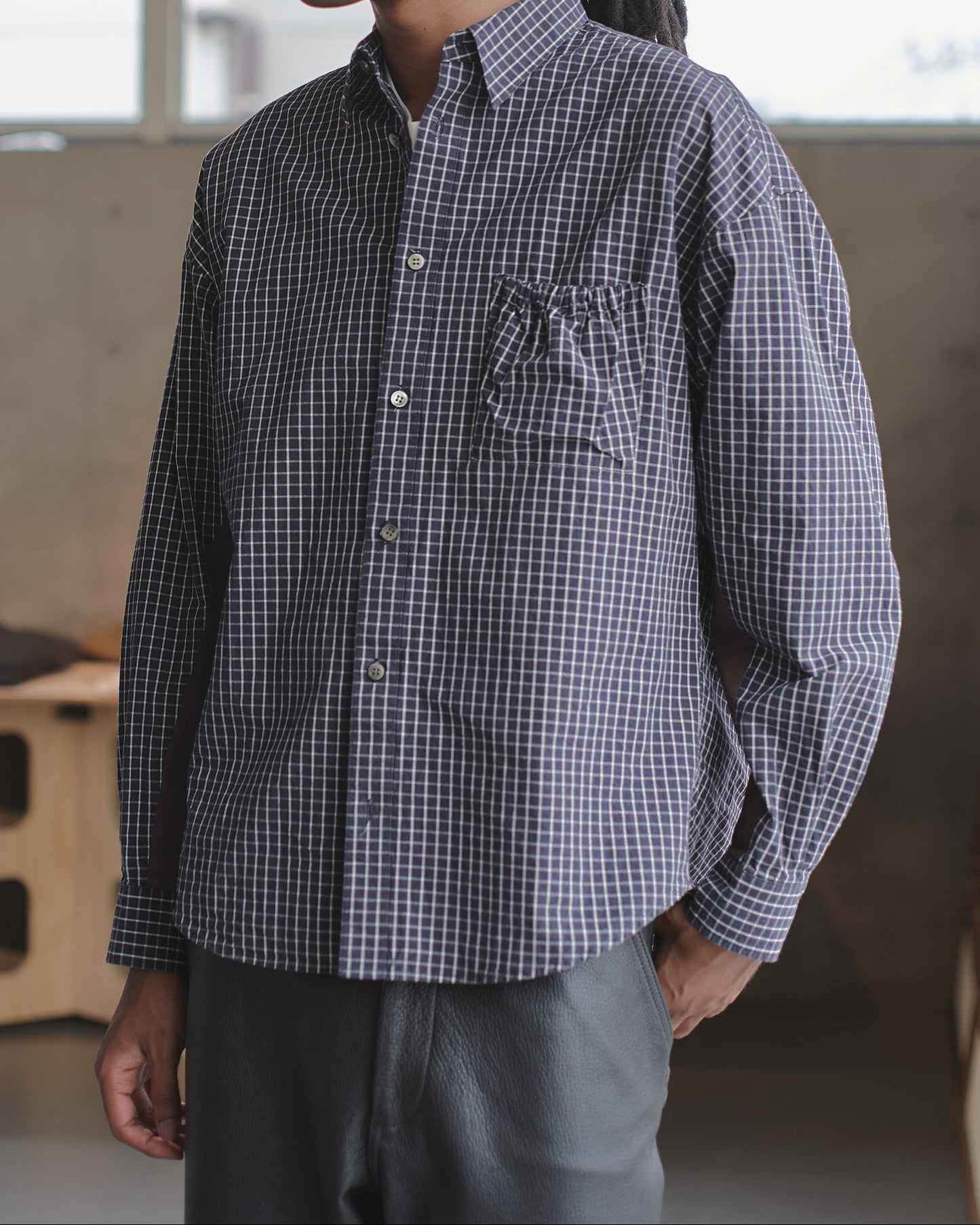RESH-027 | WRIST PATCH SLOUCH SHIRT "CHECK"