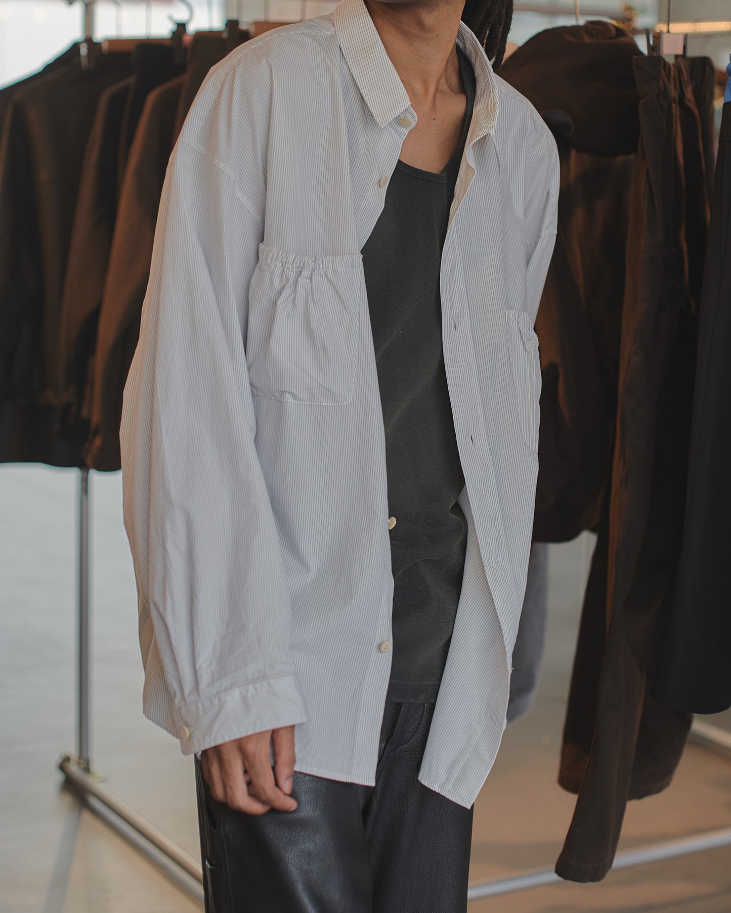 RESH-028 | WRIST PATCH WIDE SHIRT "STRIPE"