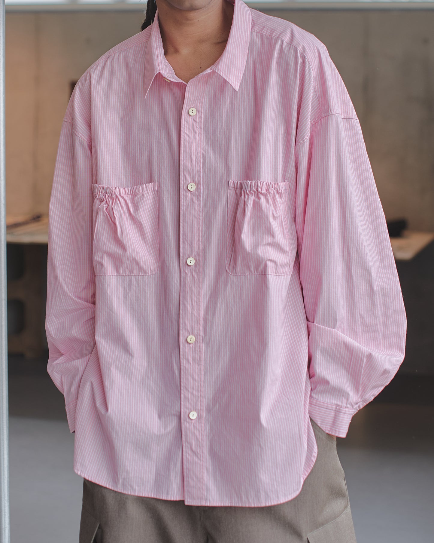RESH-028 | WRIST PATCH WIDE SHIRT "STRIPE"